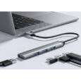Хаб USB концентратор, сплітер алюмінієвий – 4 порти 3.0 + 2.0 Izoxis