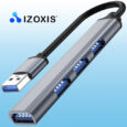 Хаб USB концентратор, сплітер алюмінієвий – 4 порти 3.0 + 2.0 Izoxis