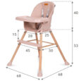 Дерев’яний стільчик для годування 4в1 EATAN WOOD PINK рожеве