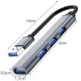 Хаб USB концентратор, сплітер алюмінієвий – 4 порти 3.0 + 2.0 Izoxis
