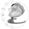 Крісло-гойдалка дитяча Kidwell 2в1 LUXI DARK MELANGE Колиска-гойдалка Bluetooth з пультом