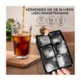 Силіконова форма для льоду на 6 великих кубиків FNL02, 5 см, чорна