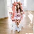 Дитяче ігрове крісло Bunny Gamer з підставкою для ніг KIDS ZONE KO27R для дівчаток