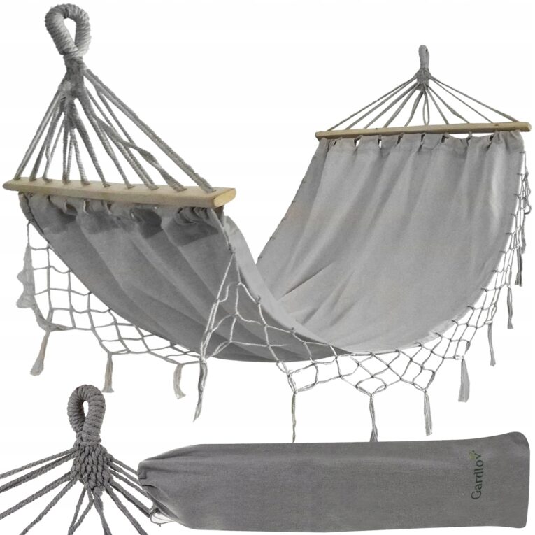 Hamak-Ogrodowy-Dwuosobowy-Hustawka-Duzy-XXL-Mocny-250kg-Drazki-Wiszacy-Boho
