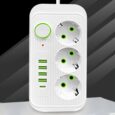 Подовжувач мережевий з USB 2м (3 розетки, 5 USB, вкл. USB-C), білий, з вимикачем