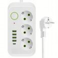 Подовжувач мережевий з USB 2м (3 розетки, 5 USB, вкл. USB-C), білий, з вимикачем