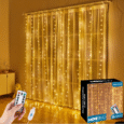 Світлодіодна гірлянда-штора 300 LED — 3м. кабель, USB, теплий, довжина звисів 2,7 м, 8 режимів, пульт