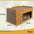 Царапалка для кота Purlov — двоповерховий будиночок 3в1 з еко картону та HDF, 29×56×27 см, із м’ячиками