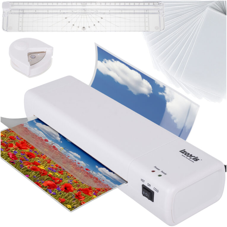 Laminator-A4-IZOXIS-4w1-Zestaw-Biurowy-Trymer-Zaokraglacz-Gratis-60-Folii