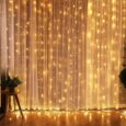 Світлодіодна гірлянда-штора 300 LED — 3м. кабель, USB, теплий, довжина звисів 2,7 м, 8 режимів, пульт