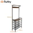 Полиця з вішалкою RUHHY, гардероб 4 полиці, 5 гачків, loft, 183,5×31,5×68 см