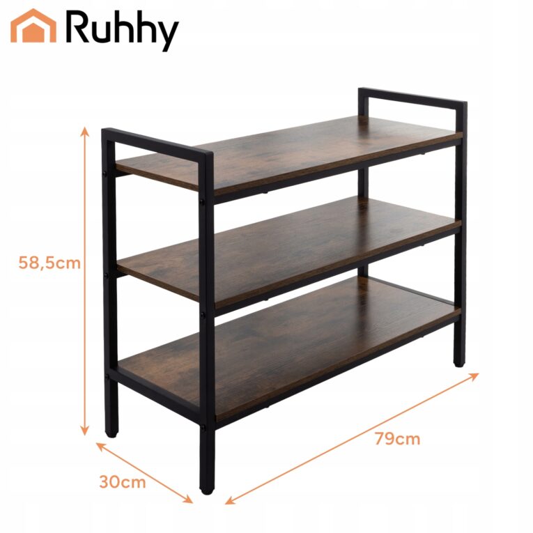Regal-na-Buty-Ruhhy-Trzy-Polki-Organizer-do-Przedpokoju-79cm-Loft-Stojak-Stan-opakowania-oryginalne