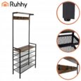 Полиця з вішалкою RUHHY, гардероб 4 полиці, 5 гачків, loft, 183,5×31,5×68 см