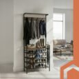 Полиця з вішалкою RUHHY, гардероб 4 полиці, 5 гачків, loft, 183,5×31,5×68 см