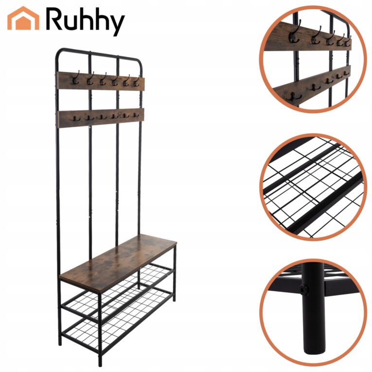 Regal-Stojacy-z-Wieszakiem-Ruhhy-Trzy-Polki-Organizer-do-przedpokoju-LOFT-Kod-producenta-Regal-stojacy-z-wieszakiem-182cm-Ruhhy-27036