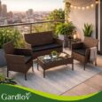 Садові меблі з техноротангу Gardlov для тераси та балкона, комплект: софа, 2 крісла, столик Gardlov Коричневий