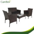 Садові меблі з техноротангу Gardlov для тераси та балкона, комплект: софа, 2 крісла, столик Gardlov Коричневий