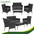 Садові меблі з техноротангу Gardlov для тераси та балкона, комплект: софа, 2 крісла, столик Gardlov Чорний