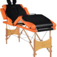 Масажний стіл BodyFit 4-секційний 60см дерев’яний, складний, з аксесуарами, кушетка – Польща Оранжева